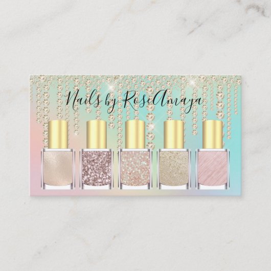 ラグジュアリー レインボー ダイヤモンド ドリップ ネイル ポリッシュ 名刺 (正面)