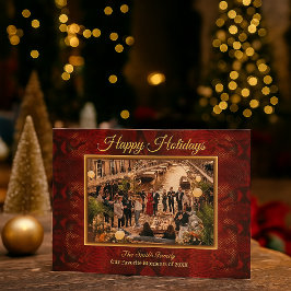 ラグジュアリー レッド パイソン プリント フレーム フォト シーズンカード