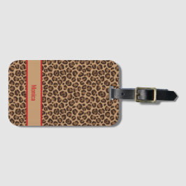 ラグジュアリー レッド ヒョウ柄プリント ラゲッジタグ