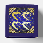 ラグジュアリー ロイヤルブルーとゴールドのハート フェイバーボックス (上部)