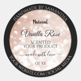 ラグジュアリー ローズゴールド グリッター商品パッケージラベル ラウンドシール