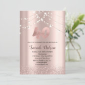 ラグジュアリー ローズゴールド グリッター ストリング ライト 招待状 (スタンド正面)