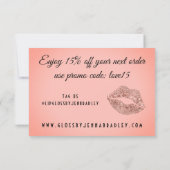 ラグジュアリー ローズゴールド グリッター ドリップ クーポン サンキューカード (裏面)