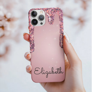 ラグジュアリー ローズゴールド グリッター iPhone 13ケース