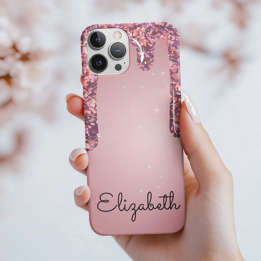  ラグジュアリー ローズゴールド グリッター Case-Mate iPhoneケース