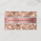 ラグジュアリー ローズゴールド ダイヤモンド ストリップ エレガント メタリック 名刺 (正面)