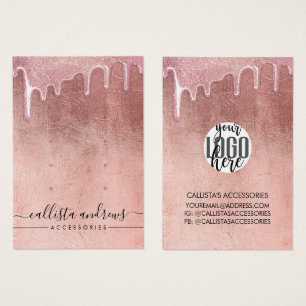 ラグジュアリー ローズゴールド 極厚 グリッター ドリップス ロゴ イヤリング