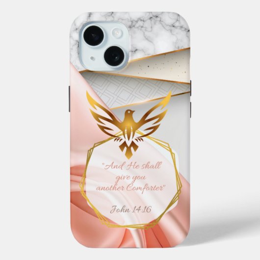 ラグジュアリー 信仰 ピンク サテン 大理石 ゴールド 鳩 Case-Mate iPhoneケース (裏面)