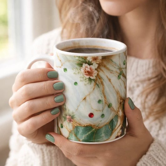 ラグジュアリー 白と金と緑の大理石 コーヒーマグ – コーヒーマグカップ