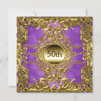 ラグジュアリー 50周年 ゴールド パープル 誕生日パーティー ゴールド 招待状