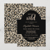ラグジュアリー Let's Get Wild グリッター レオパード プリント 招待状 (正面/裏面)