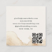 ラグジュアリーQRコードベージュウォーターカラーゴールドフォイル スクエア名刺 (裏面)