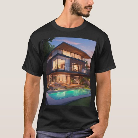ラグジュア素晴らしル絵を描なデジタルの作品(バンガロー) Tシャツ (正面)