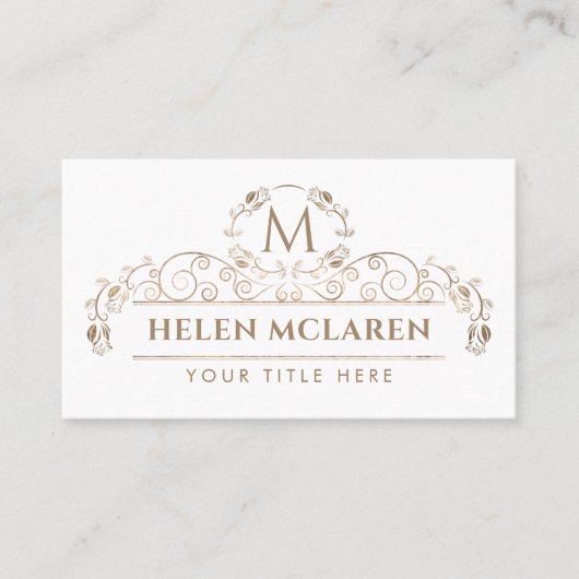 ラグジュエレガントアリー金ゴールドモノグラムとバラC 名刺 (正面)