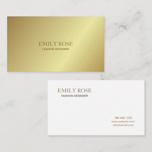 ラグジュシンプルアリー金ゴールドプロフェッショナルミニマリスト 名刺 (正面/裏面)