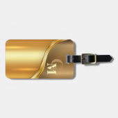 ラグジュパーソナライズされたアリールックゴールデン ラゲッジタグ (正面横)
