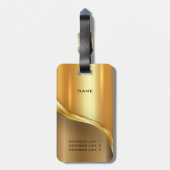 ラグジュパーソナライズされたアリールックゴールデン ラゲッジタグ (裏面縦)