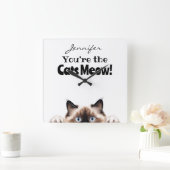 ラグドおもしろいル猫の壁時計 スクエア壁時計 (ホーム)