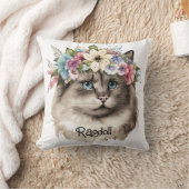 ラグドかわいらしル猫フローラパーソナライズされた クッション (ブランケット)