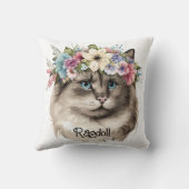 ラグドかわいらしル猫フローラパーソナライズされた クッション (裏面)