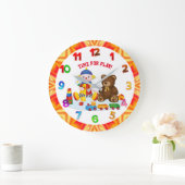 ラグドーカラフルルとテディ子供部屋 ラージ壁時計 (ホーム)