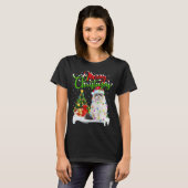 ラグドールおもしろい猫好きクリスマス照明ラグドール猫 Tシャツ (正面フル)