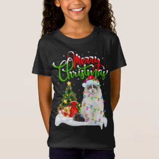 ラグドールおもしろい猫好きクリスマス照明ラグドール猫 Tシャツ