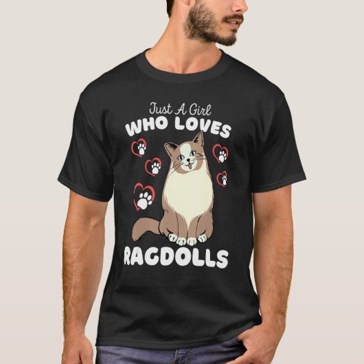 ラグドールが大好きな女の子かわいい子たち Tシャツ (正面)