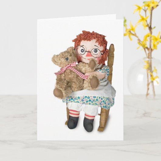 ラグドールとテディベアの誕生日 カード (黄色い花)