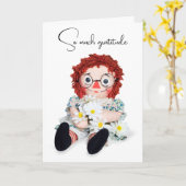 ラグドールとデイジーブーケありがとう カード (黄色い花)