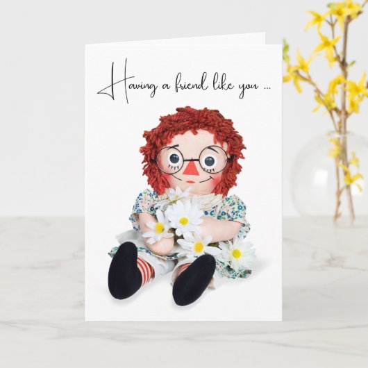 ラグドールとデイジー友情ありがとう カード (黄色い花)