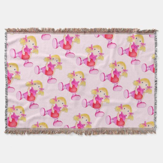ラグドールの水の色アートピンクパターンスロー スローブランケット (正面)