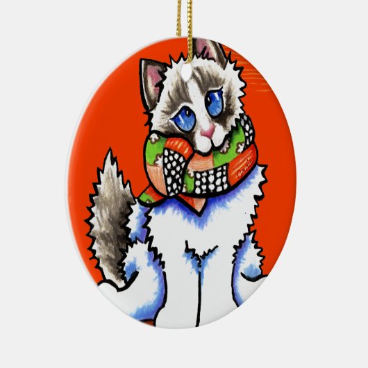 ラグドールの猫が丸まった セラミックオーナメント (右)