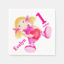 ラグドールアートガールズ1stバースデーナプキン スタンダードカクテルナプキン