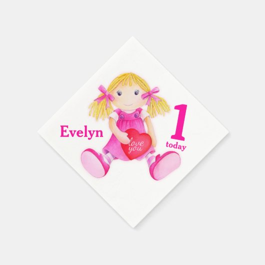 ラグドールアートガールズ1stバースデーナプキン スタンダードカクテルナプキン (角)