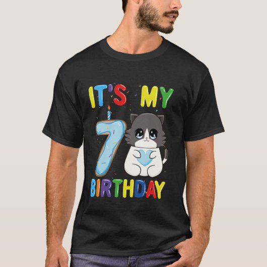 ラグドールキャットの7歳の誕生日おめでとう少年 Tシャツ (正面)