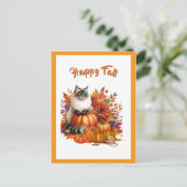 ラグドールキャットアンドパンプキンズハッピー秋 シーズンポストカード (スタンド正面)