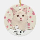 ラグドールキャットハンドパーソナライズされたスケッチ セラミックオーナメント (正面)
