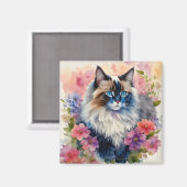 ラグドールキャットフローラアート マグネット (正面/裏面)