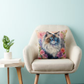 ラグドールキャットフローラポートレートアート クッション (椅子)