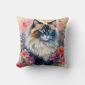 ラグドールキャットフローラポートレートアート クッション (正面)