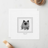 ラグドールキャット白黒スケッチ ノートカード (正面/裏面インサイチュ)