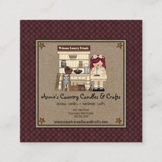 ラグドール初期のラスティ星キャンドル素朴クラフト スクエア名刺 (正面)