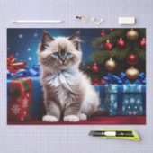 ラグドール子猫クリスマスプレゼント 薄葉紙 (クラフト)