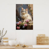 ラグドール子猫ポートレート(花) ポスター (キッチン)