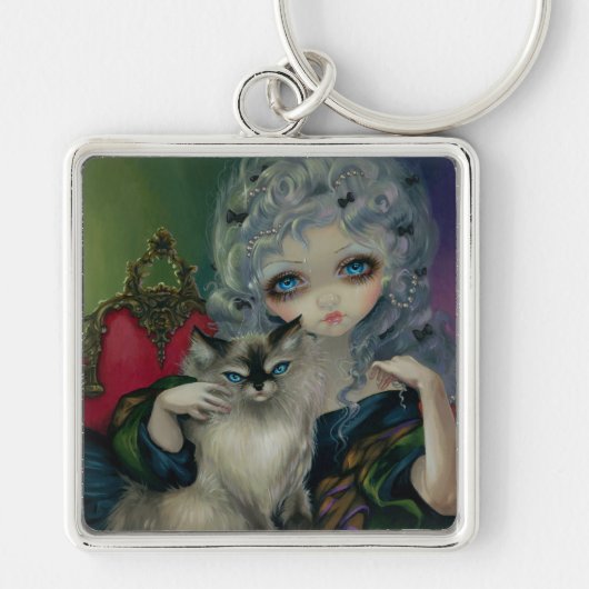 「ラグドール猫とのプリンセス」キーチェーン キーホルダー (正面)