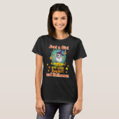 ラグドール猫とハロウィーンWiを愛する女の子 Tシャツ (正面フル)