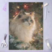 ラグドール猫のクリスマスデコパージュ 薄葉紙 (クラフト)