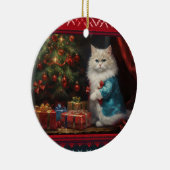 ラグドール猫のクリスマス セラミックオーナメント (右)