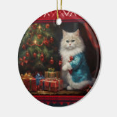 ラグドール猫のクリスマス セラミックオーナメント (左)